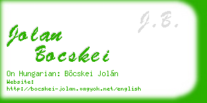 jolan bocskei business card